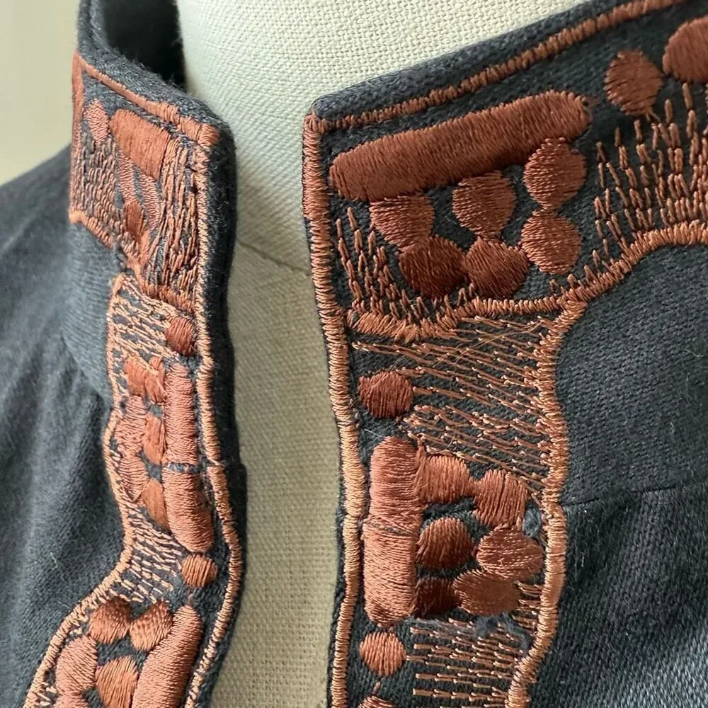 NWT Coldwater Creek Black Brown Embroidered Jacket $100 16